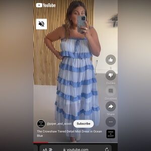 The Crowshaw Tiered Detail Midi Dress in Ocean Blue